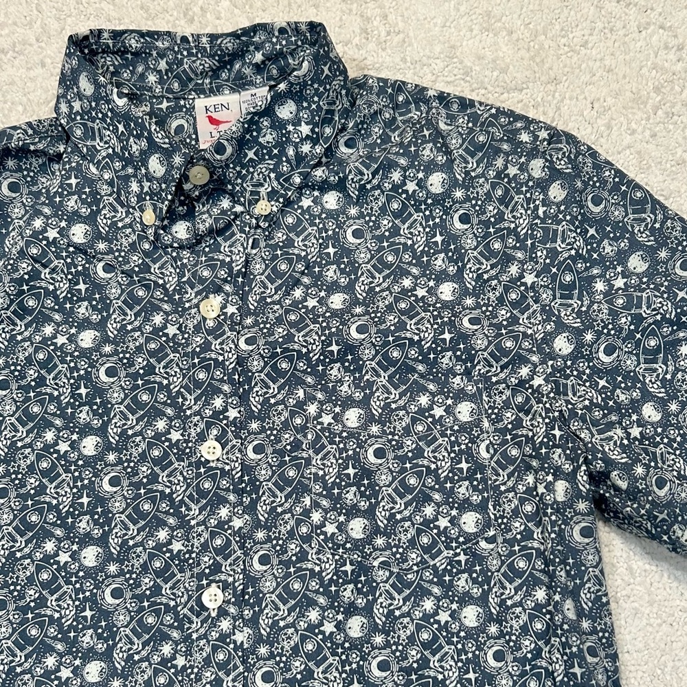Ken Ltd shirt button down rocket ship space planets stars print men’s medium